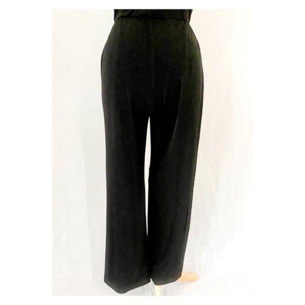 Beige by ECI Ruffle Cold Shoulder Black Jersey Knit Jumpsuit - Picture 5 of 12